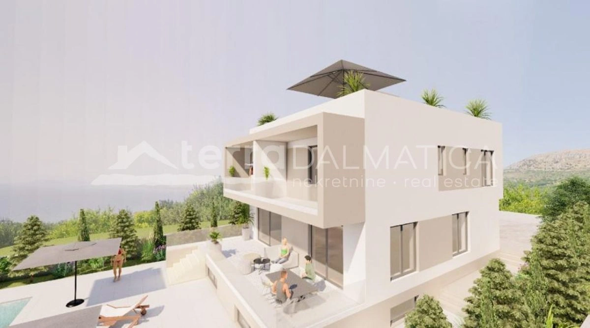 Podstrana, schöne Villa mit Pool und Meerblick