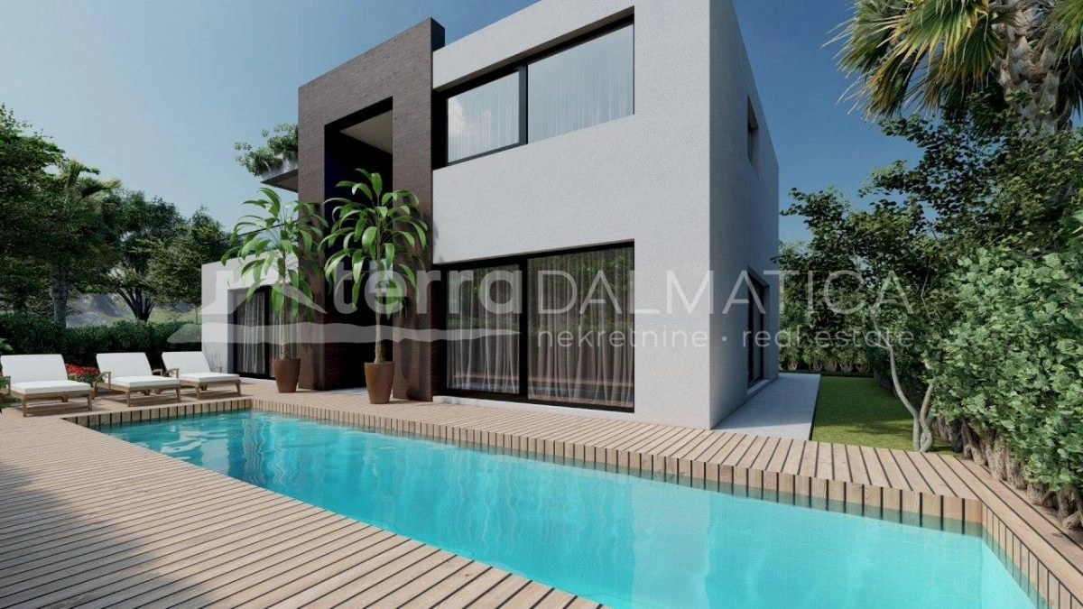 Privlaka, nowoczesna willa z widokiem na basen i morze (nowa konstrukcja)