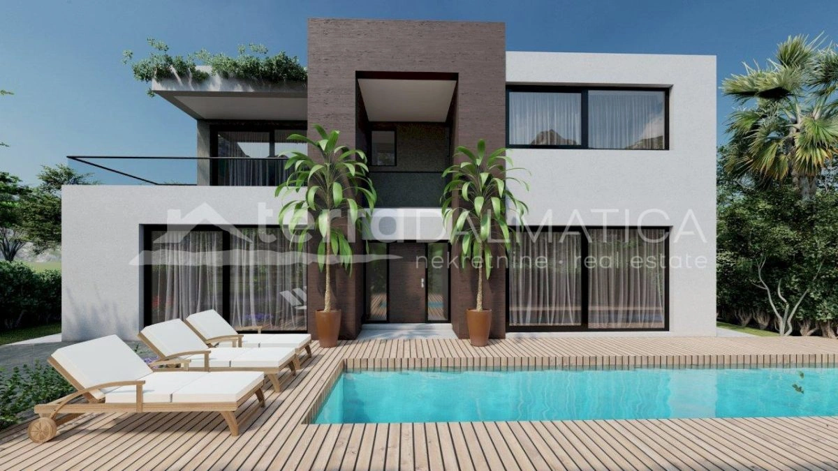 Privlaka, nowoczesna willa z widokiem na basen i morze (nowa konstrukcja)