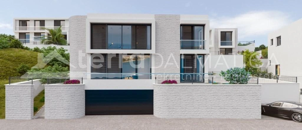 Rogoznica, Villa mit Garage, Swimmingpool und offenem Meerblick