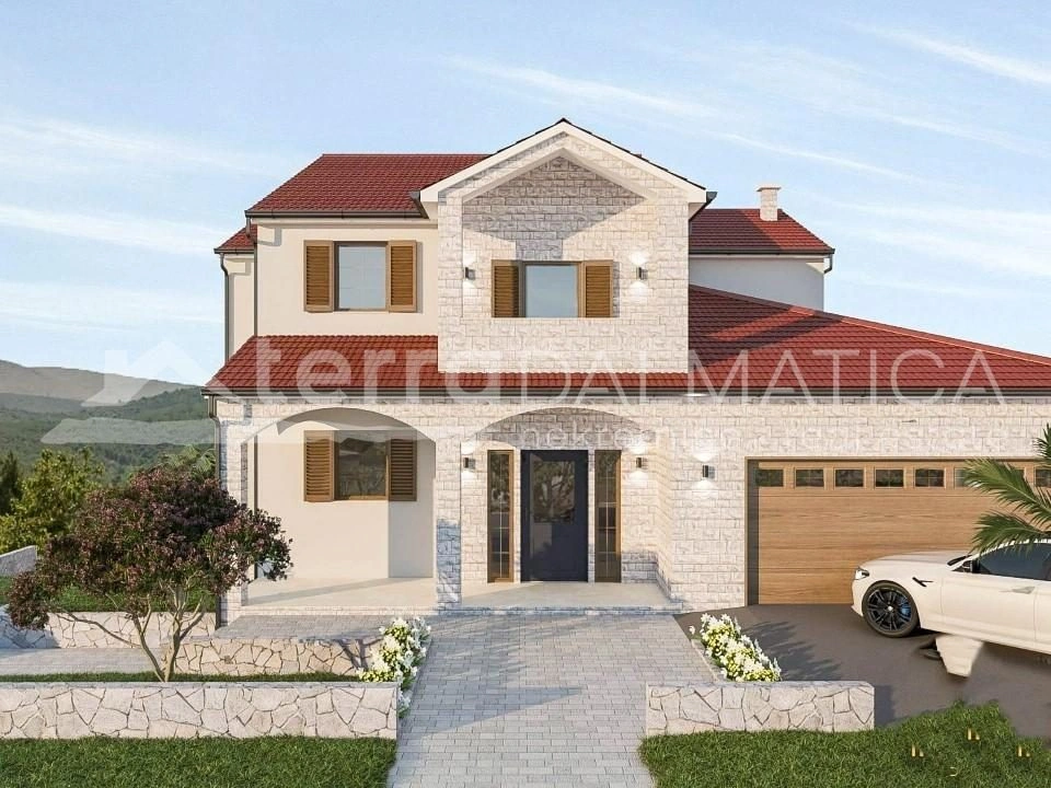 Umgebung von Sibenik, autochthone mediterrane Villa mit Swimmingpool im Bau