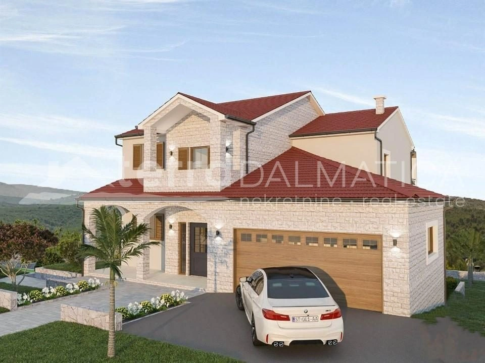 Umgebung von Sibenik, autochthone mediterrane Villa mit Swimmingpool im Bau