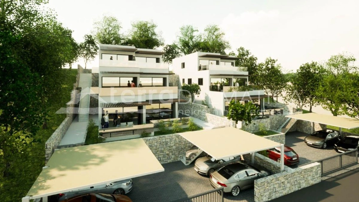 Umgebung von Sibenik, Sparadici, Drei-Zimmer-Wohnung mit Garten, erste Reihe zum Meer