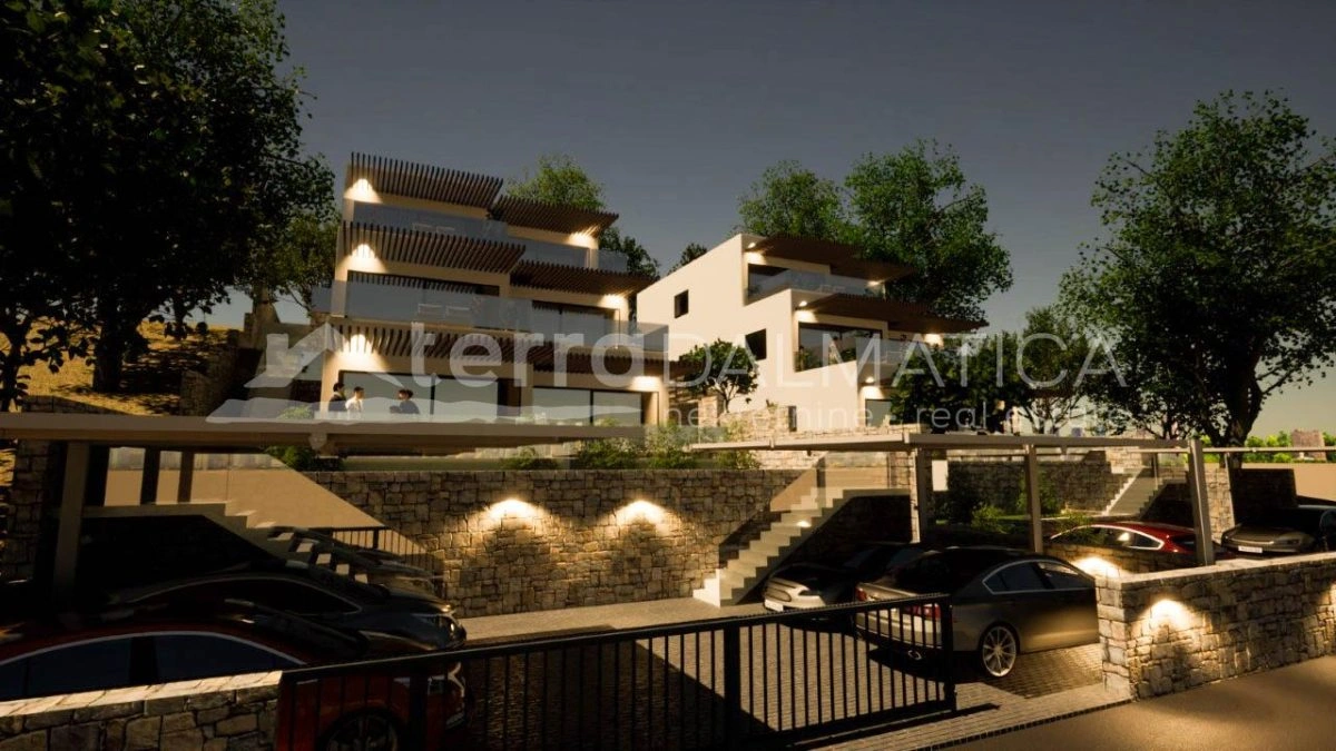 Umgebung von Sibenik, Sparadici, Drei-Zimmer-Wohnung mit Garten, erste Reihe zum Meer