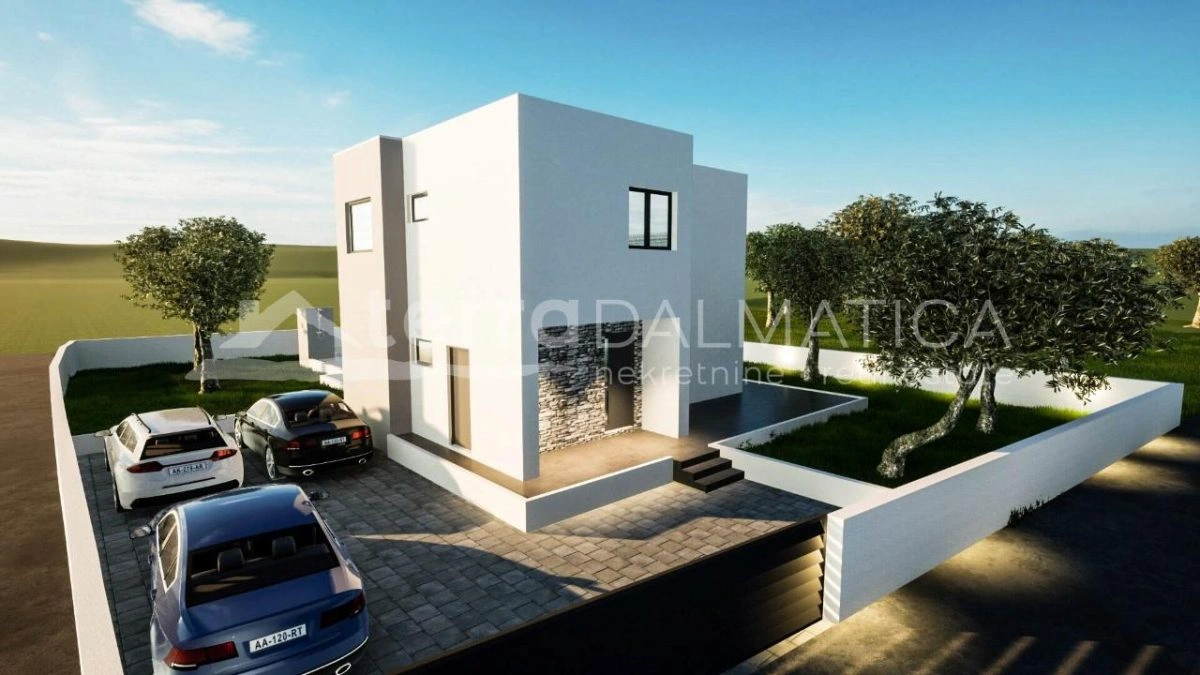 Vodice, moderne freistehende Villa mit Meerblick