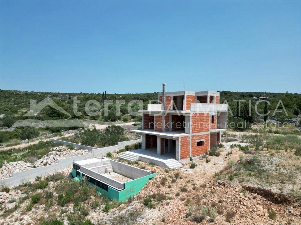 Rogoznica, Dvornice, luksuzna vila s panoramskim pogledom na more u izgradnji