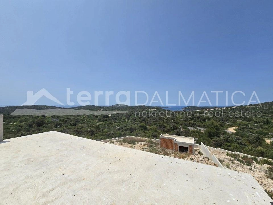 Rogoznica, Dvornice, Luxusvilla mit Panoramablick auf das Meer im Bau