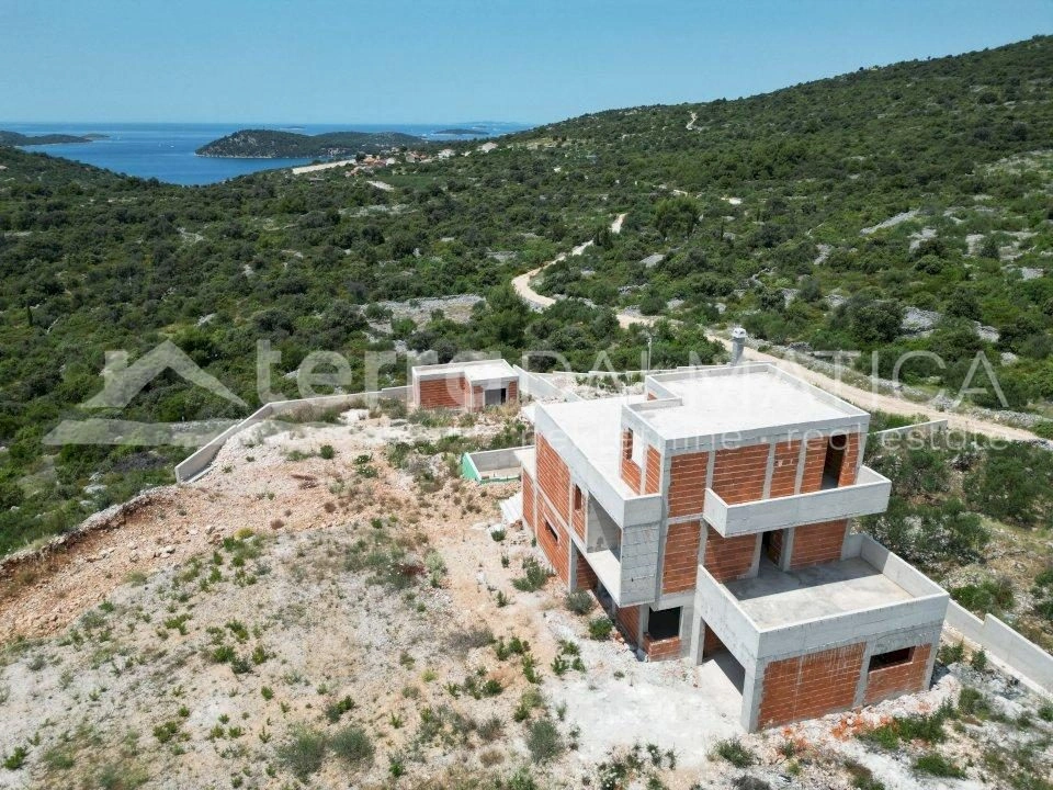 Rogoznica, Dvornice, Luxusvilla mit Panoramablick auf das Meer im Bau