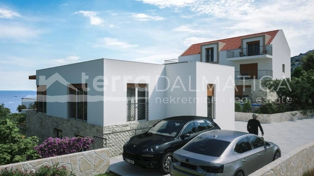 Modernes Haus mit Schwimmbad und Garten in der Nähe von Rogoznica - Nur 130 m vom Meer entfernt