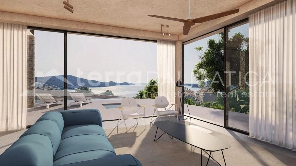 Umgebung von Rogoznica, moderne Villa mit Infinity-Pool und Meerblick