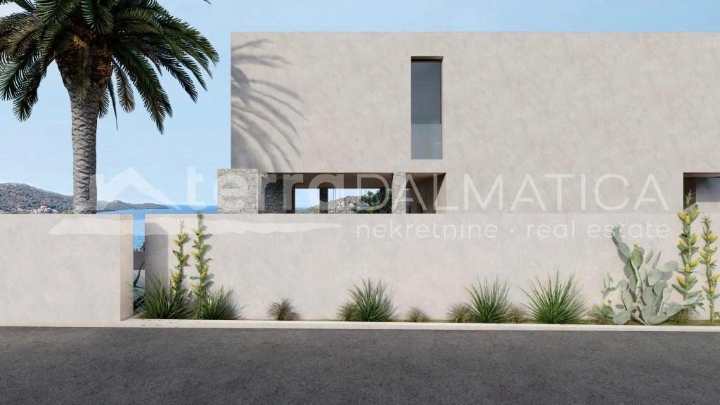 Umgebung von Rogoznica, moderne Villa mit Infinity-Pool und Meerblick