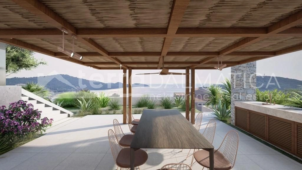 Umgebung von Rogoznica, moderne Villa mit Infinity-Pool und Meerblick