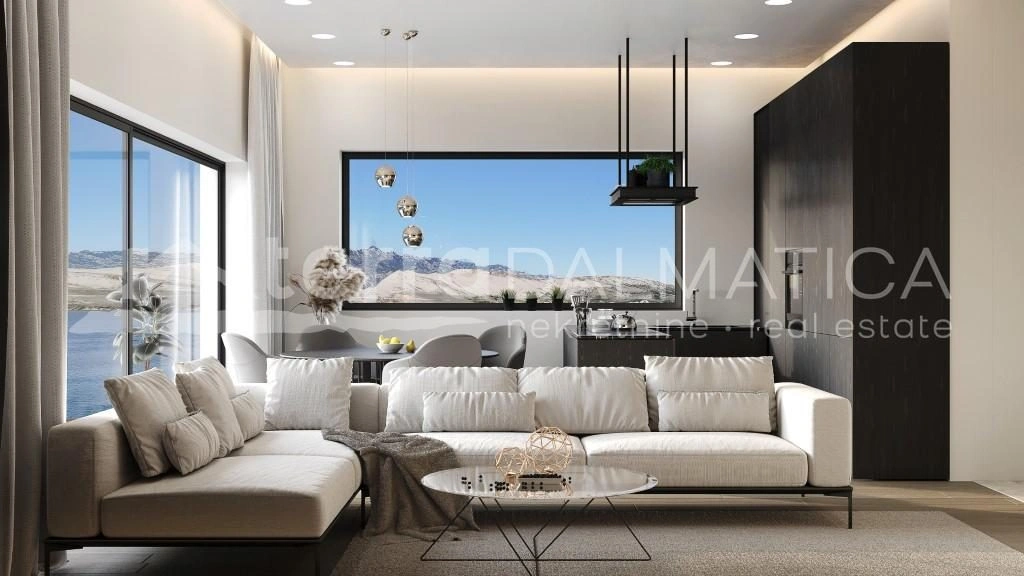 Pag, Wohnung mit Panoramablick auf das Meer und Velebit