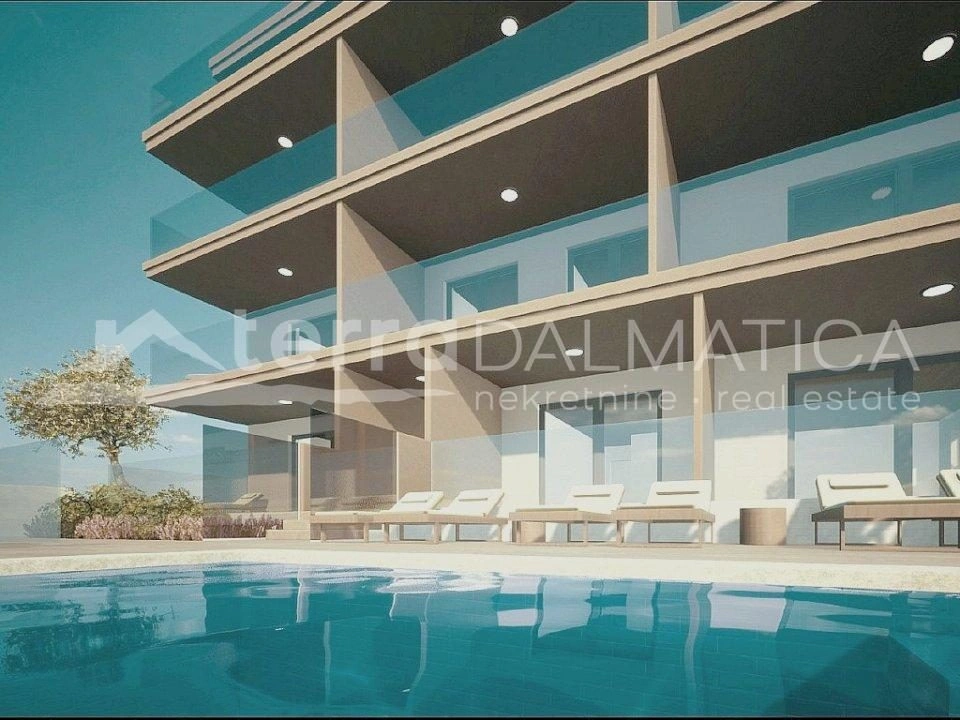 Primošten, neue Zwei-Zimmer-Wohnung mit Pool und Meerblick