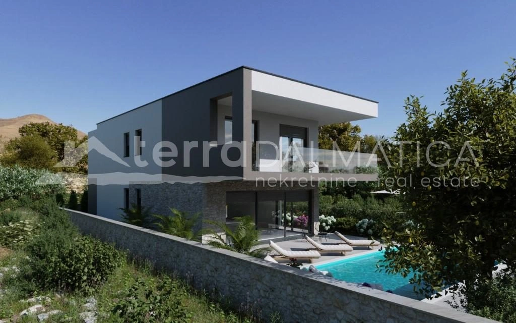 Haus mit Pool auf Murter, erste Reihe zum Meer