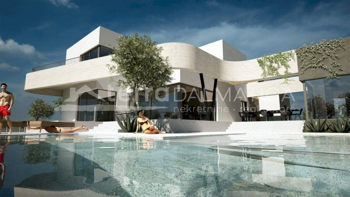 Architektonische Perfektion im Herzen Dalmatiens – Luxusvilla mit Pool, Sauna und Aussicht
