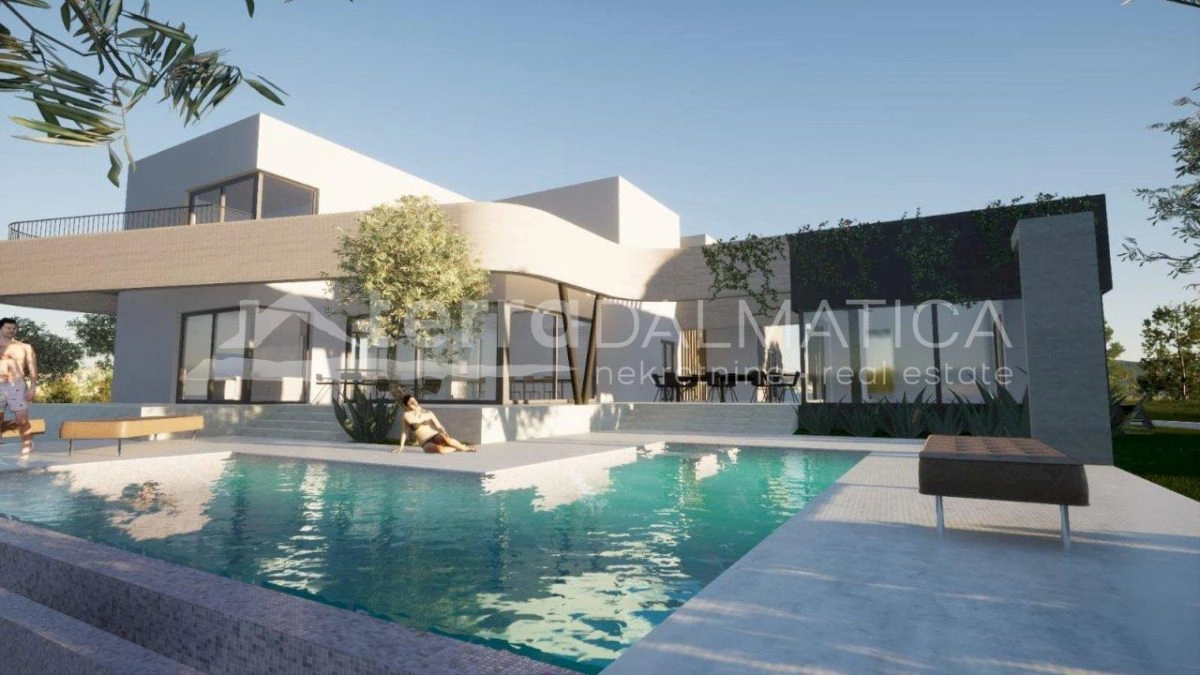 Architektonische Perfektion im Herzen Dalmatiens – Luxusvilla mit Pool, Sauna und Aussicht