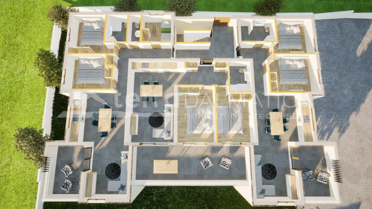 Vodice – moderne Wohnung 58 m² mit Terrasse und Garten im Erdgeschoss