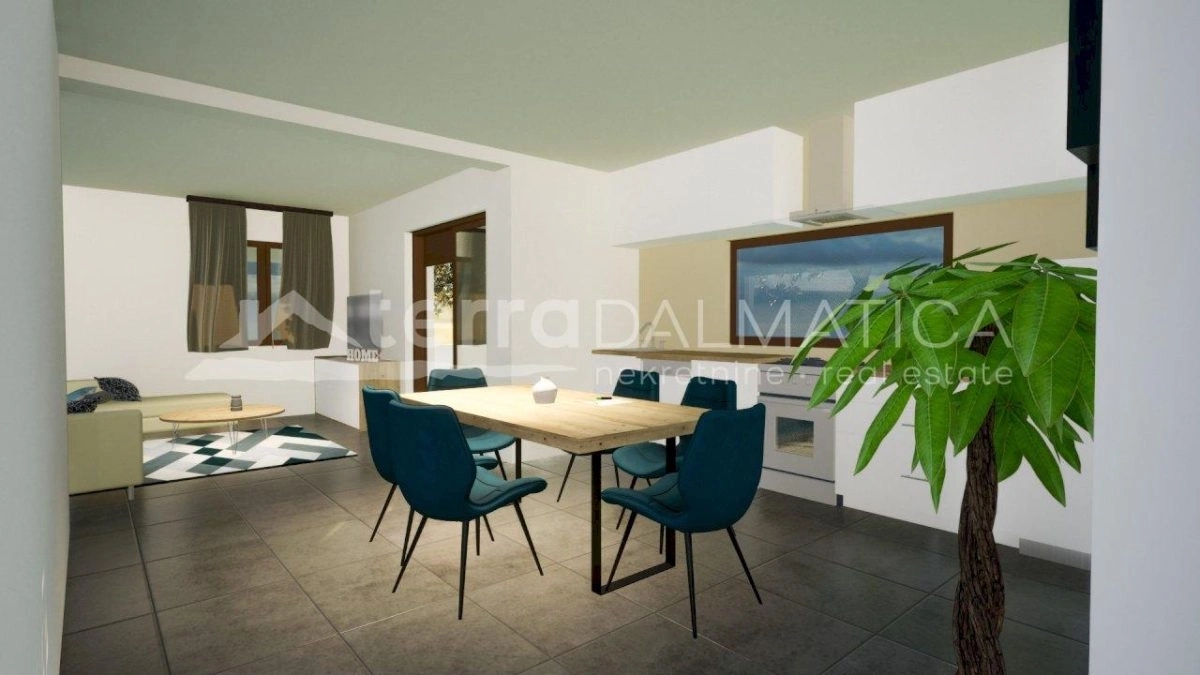 Vodice – moderne Wohnung 58 m² mit Terrasse und Garten im Erdgeschoss