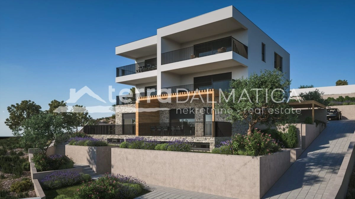 Novostavba v Žaborići - 3 ložnice, terasa, 130 m od moře