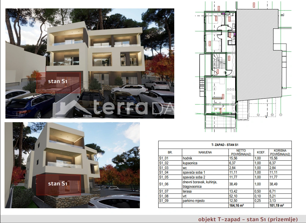 Stan Brodarica, prvi kat s loggiom i parkirnim mjestom
