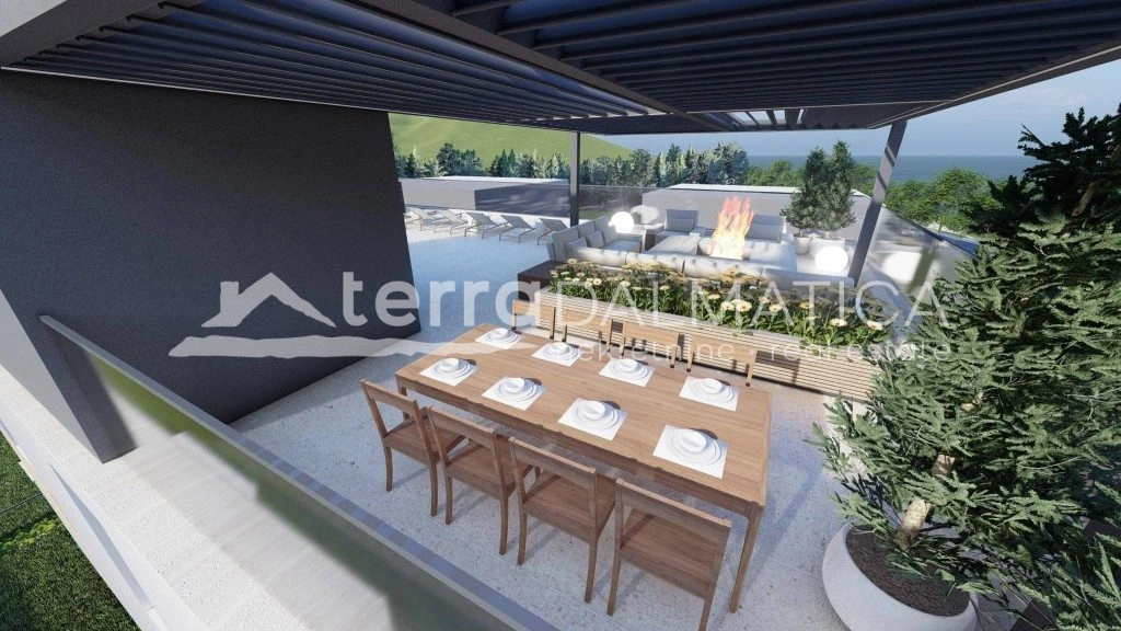 Luxuriöses Apartment mit vier Schlafzimmern, Dachterrasse und Panoramablick – Sukošan