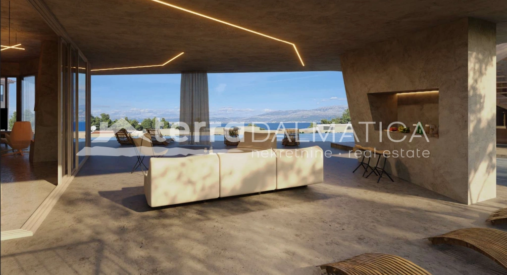 Baugrundstück, Brač – Projekt für eine Villa mit Meerblick und Split