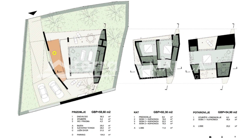 Moderna vila, Brač – bazen, pogled