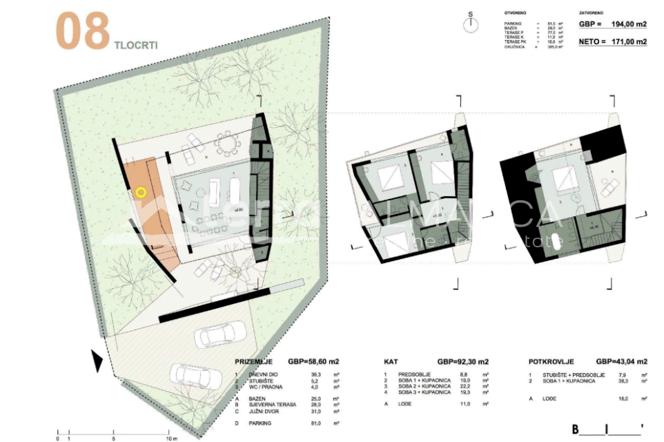 Geräumige Villa, Brač – Pool, Meerblick