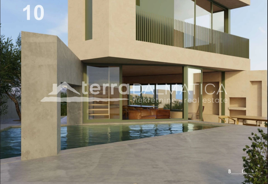 Villa mit Garten, Brač – Swimmingpool, Meerblick