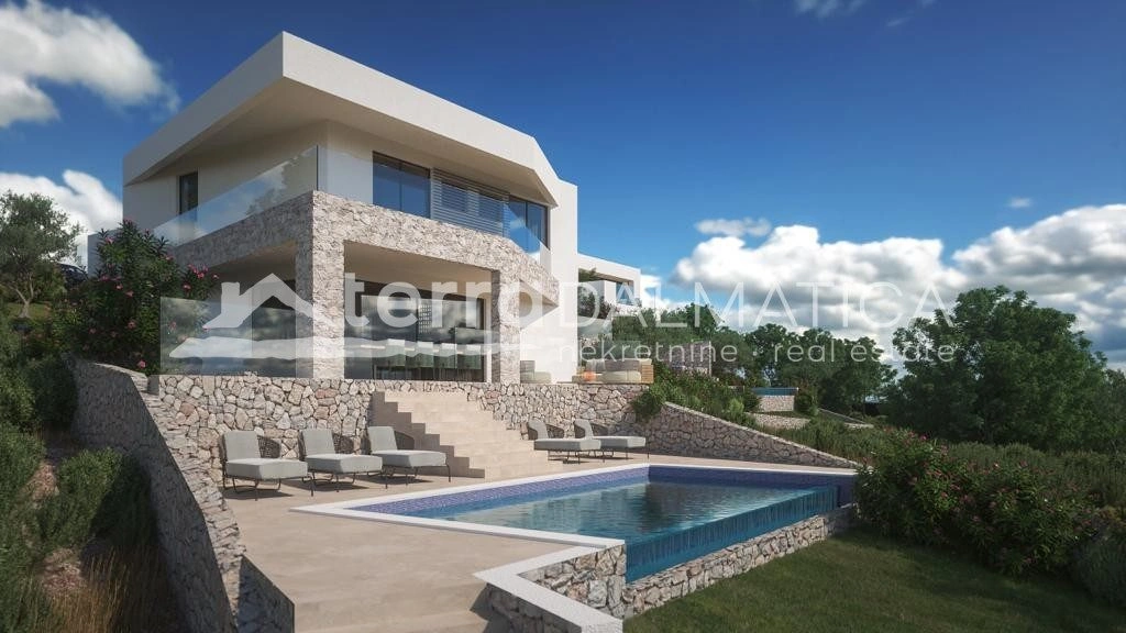 Baugrundstück mit Baugenehmigung für eine Villa, Vinišće – Meerblick