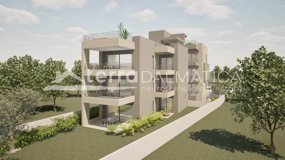 Drei-Zimmer-Wohnung in Bibinje, Neubau mit Meerblick