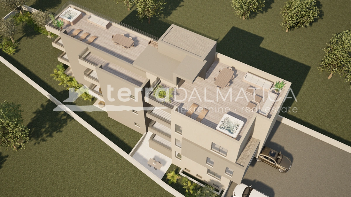 Drei-Zimmer-Wohnung in Bibinje, Neubau mit Meerblick