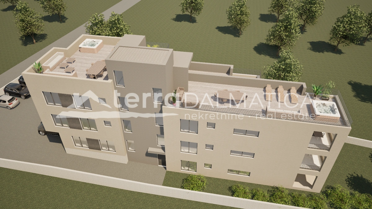 Drei-Zimmer-Wohnung in Bibinje, Neubau mit Meerblick