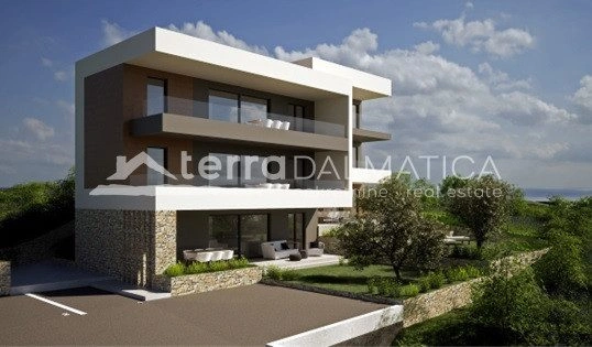 Drei-Zimmer-Wohnung Maslenica, Neubau mit Meerblick