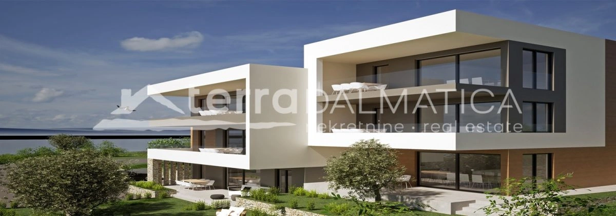 Drei-Zimmer-Wohnung Maslenica, Neubau mit Meerblick