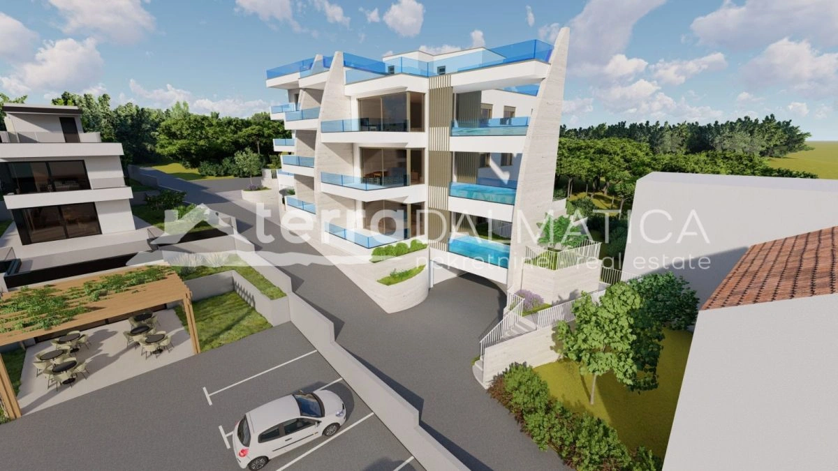Penthouse in Grebaštica mit Meerblick, Swimmingpool und Dachterrasse