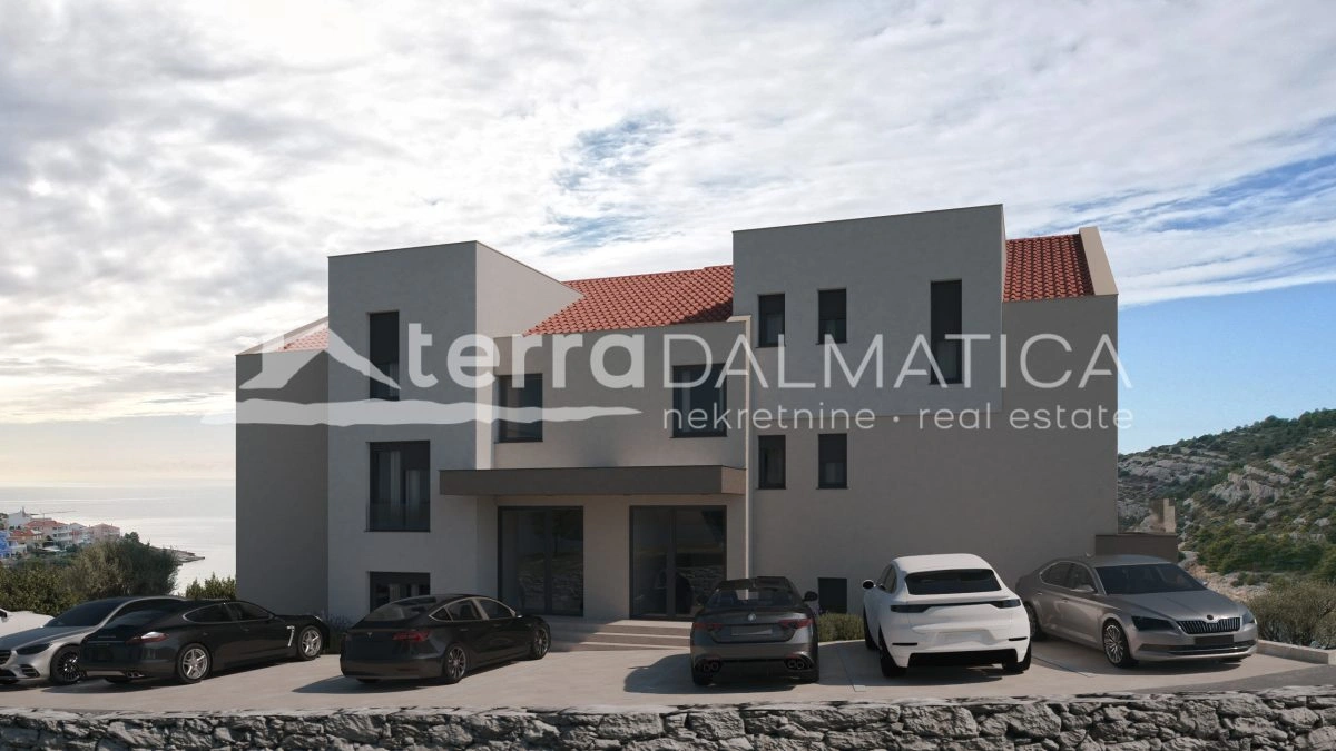 Apartment in Stivašnica – Neubau mit Terrasse und Meerblick