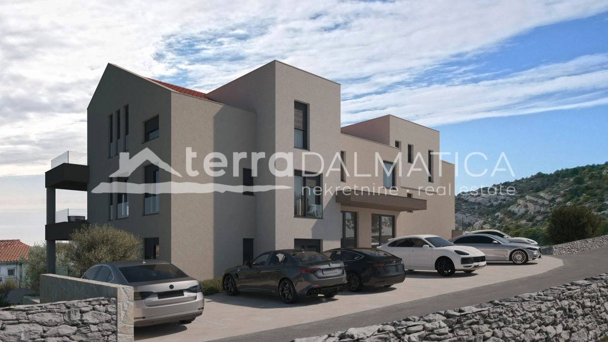Modernes Apartment mit Pool und freiem Meerblick – Stivašnica, Sevid