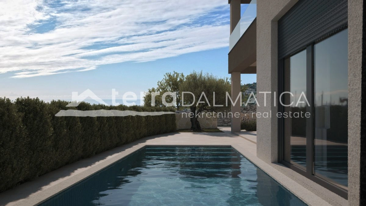 Modernes Apartment mit Pool und freiem Meerblick – Stivašnica, Sevid