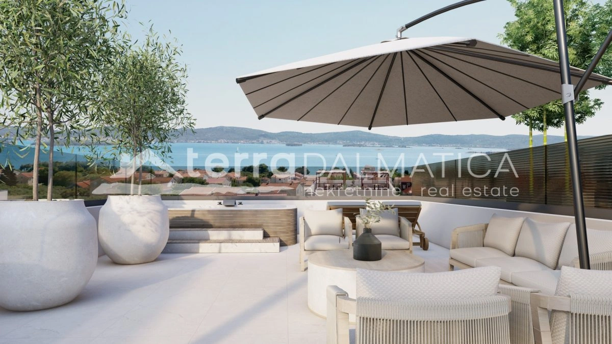 Neubau, Sv. Filip i Jakov – Dachterrasse mit Meerblick, Garage und Aufzug