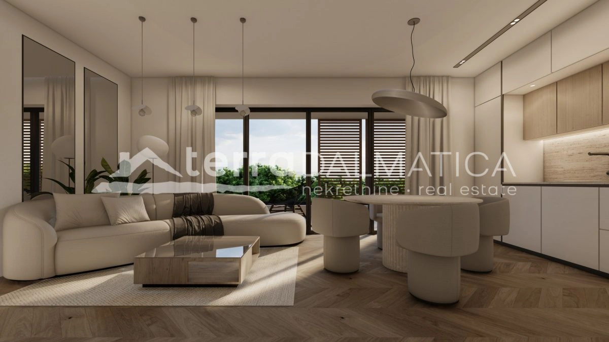 Neubau, Sv. Filip i Jakov – Aufzug, Garage und Dachterrasse mit Meerblick