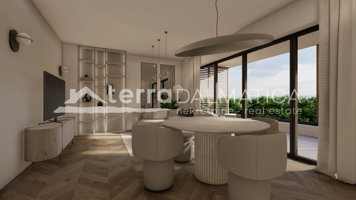 Neubau, Sv. Filip i Jakov – Aufzug, Garage und Dachterrasse mit Meerblick
