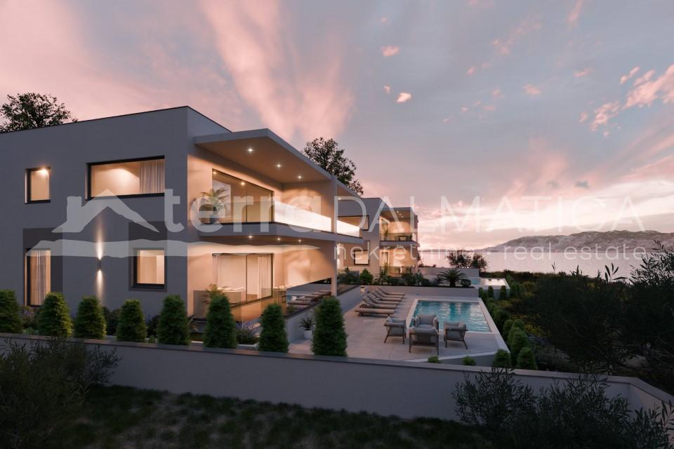 Pag, luksuzni apartman s panoramskim pogledom i bazenom